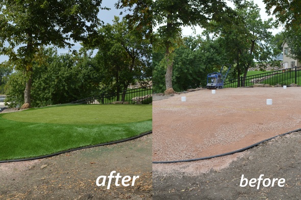 Albuquerque backyard putting green before and after